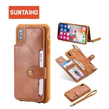 Suntaiho Case For iPhone X XS Max case 7 plus case Retro PU Leather Flip Wallet Photo Holder Back Cover for iPhone XR 6s 7 8Plus Suntaiho Case For iPhone X XS Max case 7 plus case Retro PU Leather Flip Wallet Photo Holder Back Cover for iPhone XR 6s 7 8Plus