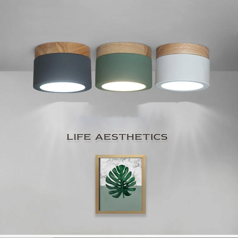 Nordic Minimalist Style Ceiling Lights Modern Wooden Ceiling Lamp for Living Room Bedroom Corridor Cafe Bar Light Iron Lighting (1)