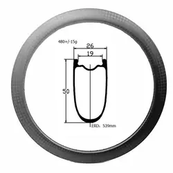 700c дисковое Велосипедное дорожное обод 50x26 мм симметричное бескамерное карбоновое колесо дисковое тормозное дорожное обод 480/-15 г дисковое