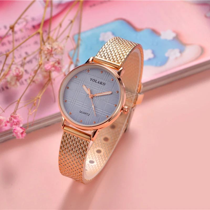 

Women Watch Creative Pattern belt Mesh Strap Ladies Quartz Rose Gold Casual Female Wristwatch Clock Gift Montre Femme