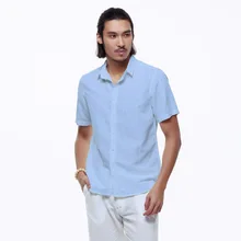 Новые мужские хлопковые льняные рубашки повседневные рубашки для йоги с коротким рукавом дышащие мужские качественные свободные Плотные хлопковые рубашки мужские топы черные