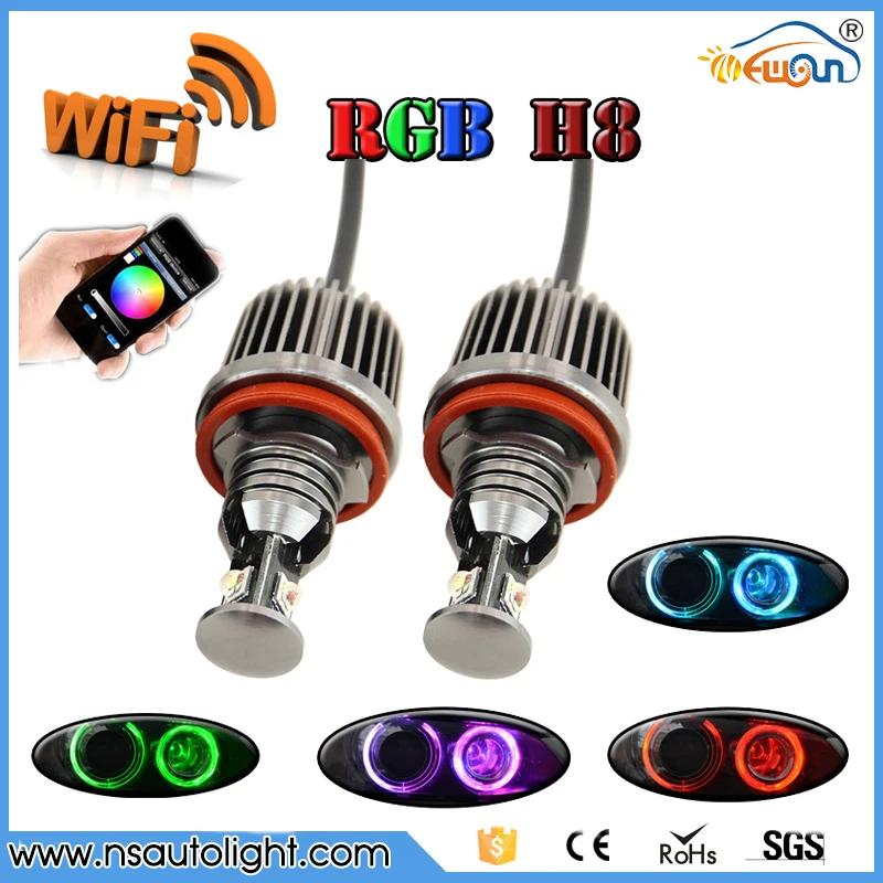 Controlled By WIFI Led Marker Angel Eyes Color Change RGBW H8 led marker For BMW E90 E92 M3 E60 E70 X5 E71 X6 E82 80w h8 angel eyes led marker xenon white 7000k for bmw e90 e92 x5 e71 x6 e82 m3 e60 e70