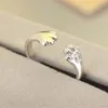 Bonito anillo de pezuña de gato y perro para mujer nueva moda joyería plateada garra ► Foto 3/5
