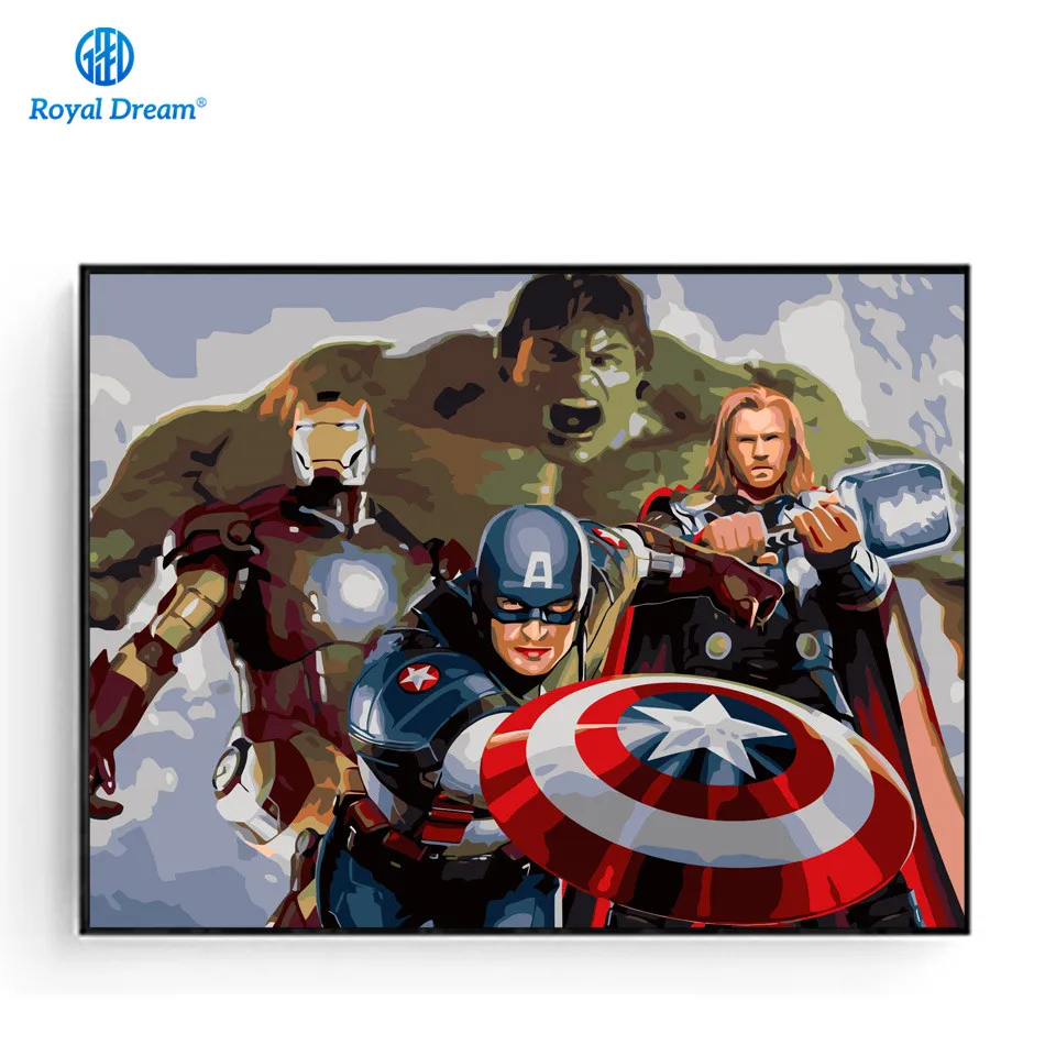 

The Avengers Poster Hand Painted Canvas Pictures for Living Room Digital Oil Painting By Numbers On Canvas
