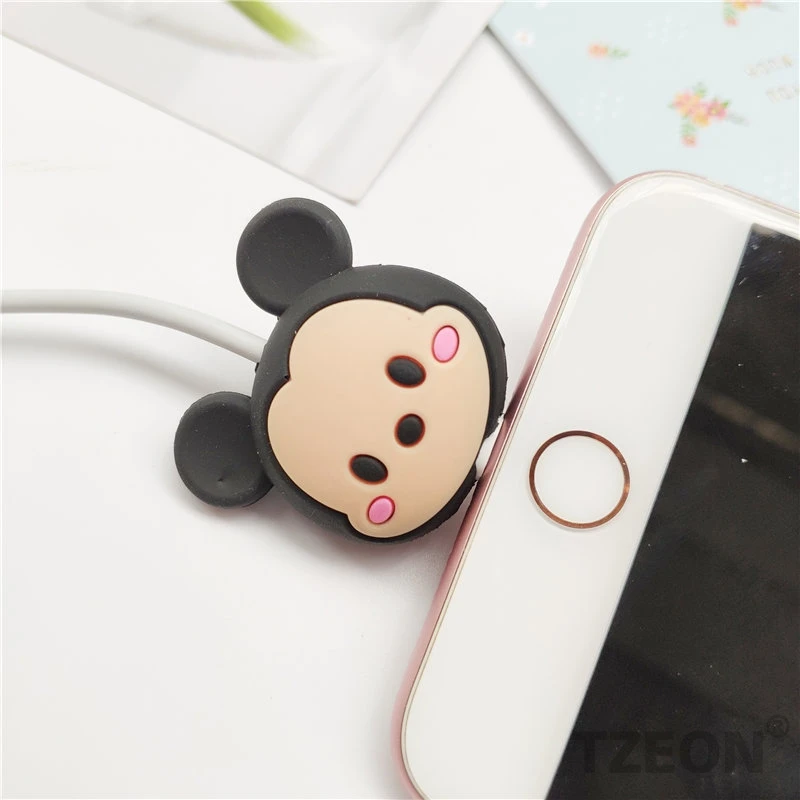 TSUM фигурный кабель протектор для IPhone Lightning type C Micro USB линия данных силиконовая бобина для samsung Xiaomi Huawei, OPPO - Цвет: Mickey