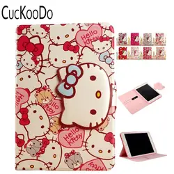 Cuckoodo 50 шт./лот мультфильм милый рисунок «Hello Kitty» слот для смарт-карты Filp Стенд из искусственной кожи защитный чехол для Apple iPad Pro 9.7 дюймов