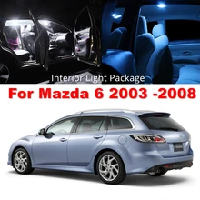 WLJH 9 шт. 2835 светодио дный SMD LED салона лампочки посылка Mazda 6 2003 2004 2005 2006 2008 2007 Кристалл синий чистый белый