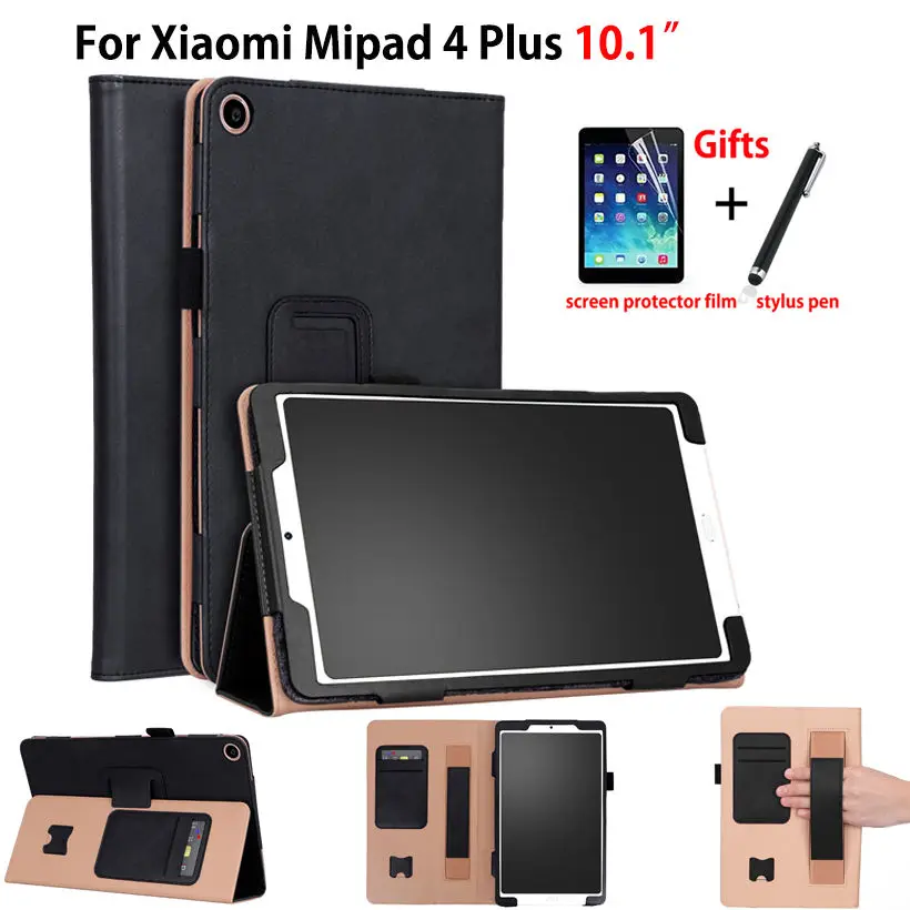 Luxury Case For Xiaomi Mipad 4 Plus Mi Pad plus 10.1&quot Cover Funda Tablet PU Leather Hand Holder Stand Skin Shell+Film+Stylus |