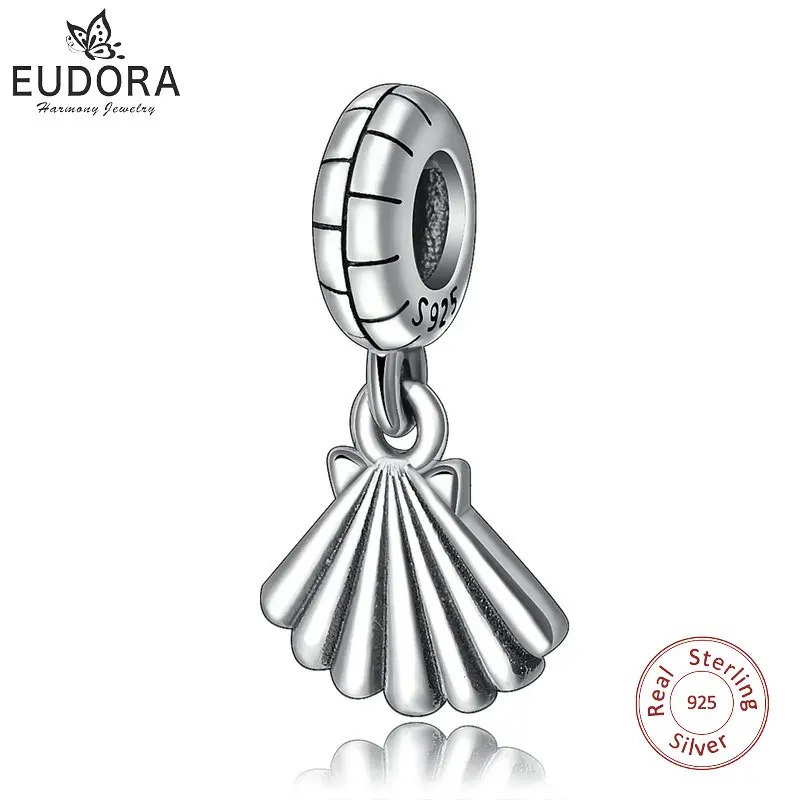 

EUDORA Genuine 925 Sterling Silver Beads Marine Shell Charms fit Bracelet Necklace for Women New Collection DIY Fine Jewelry Z86
