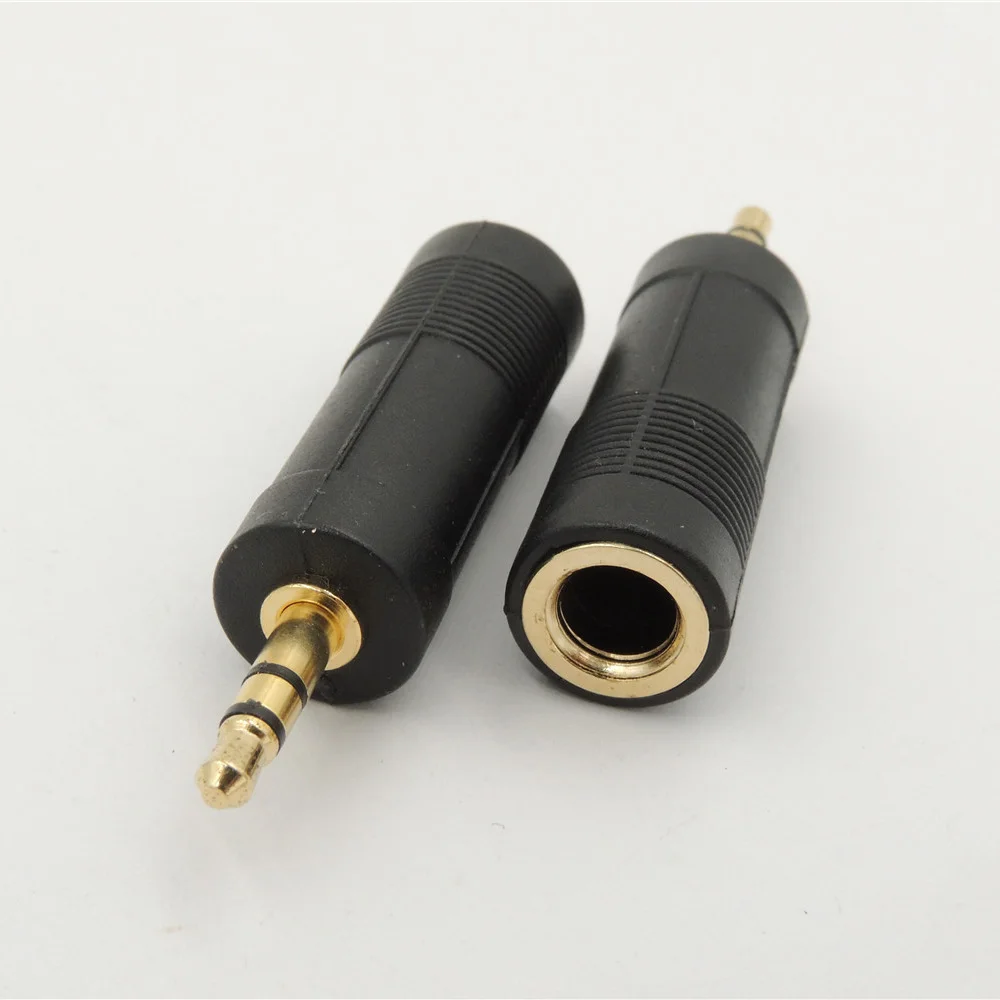 50x Gold 6 3mm 1 4 Mono Female to 3 5mm 1 8 Stereo Male Headphone Audio connector