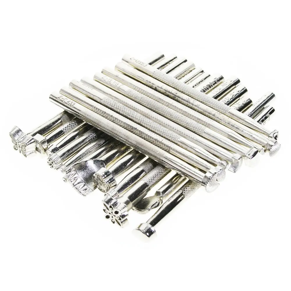 

25Pcs/Set Leathercraft Tools Wooden Steel Leather Carved Hammer Printing Tool Sewing Handmade Kit Suit DIY Accessories JA55