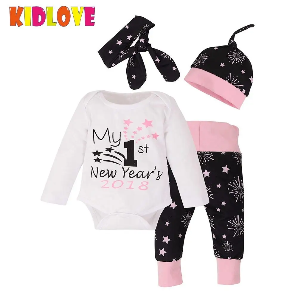 Kidlove 4 шт./компл. 2018 для новорожденных девочек мой первый Новый год хлопковый