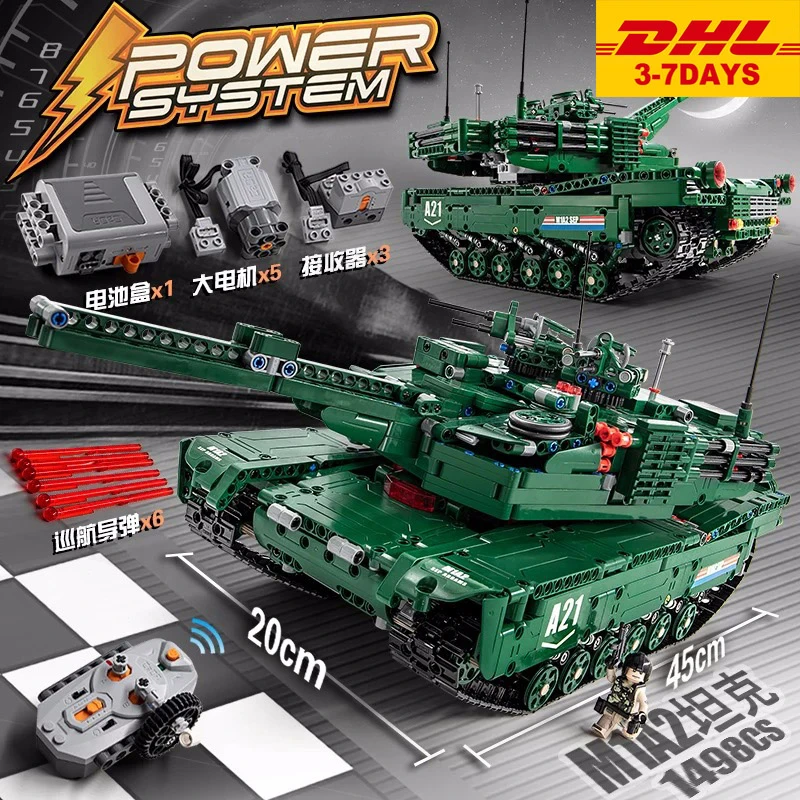 

M1A2 Abrams Main Battle Tank remote control Building Blocks Bricks Compatible legoinset Technic series Cada C61001