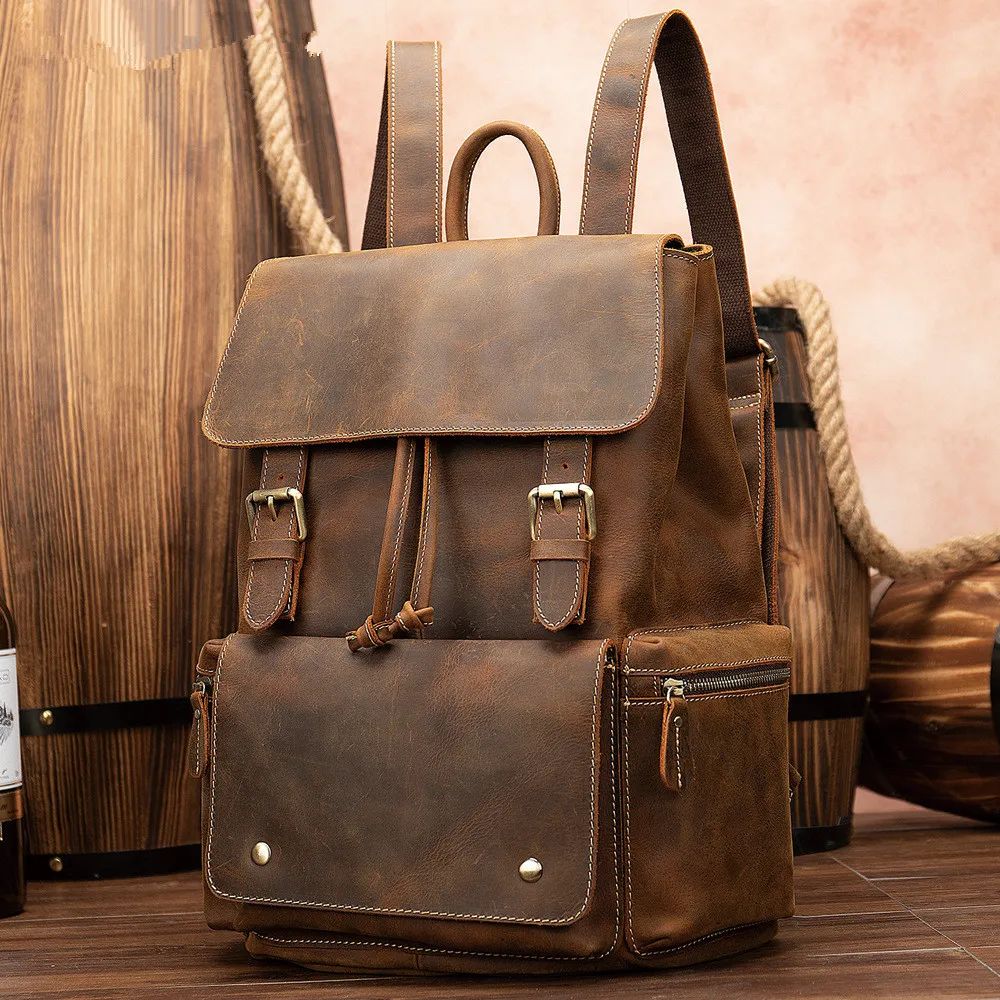 

High Quality Men's Backpack Bags Man Casual Genuine Leather Backpack Mochila Travel Backpack For Laptop Business Big Capacity