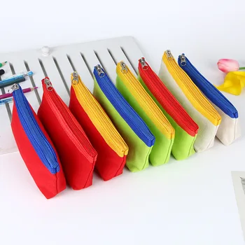 

Cotton Canvas Cosmetic Bags with Zipper DIY Blank Plain Phone Clutch Bag Cosmetics Storage Bags