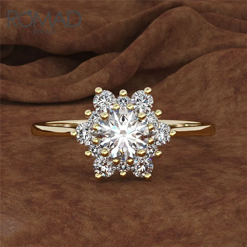 

2019 Snowflake Flower White Zircon Gold Silver Color Ring For Women Engagement Rings Wedding Rings Drop Shipping Jewelry Z4