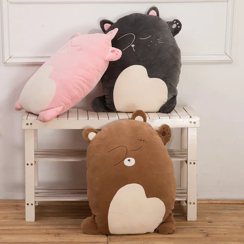 

New Creative Animals Cat Piggie Bear Plush Pillow Soft Cartoon Stuffed Cushion Baby Kids Appease Toys for Children Birthday Gift