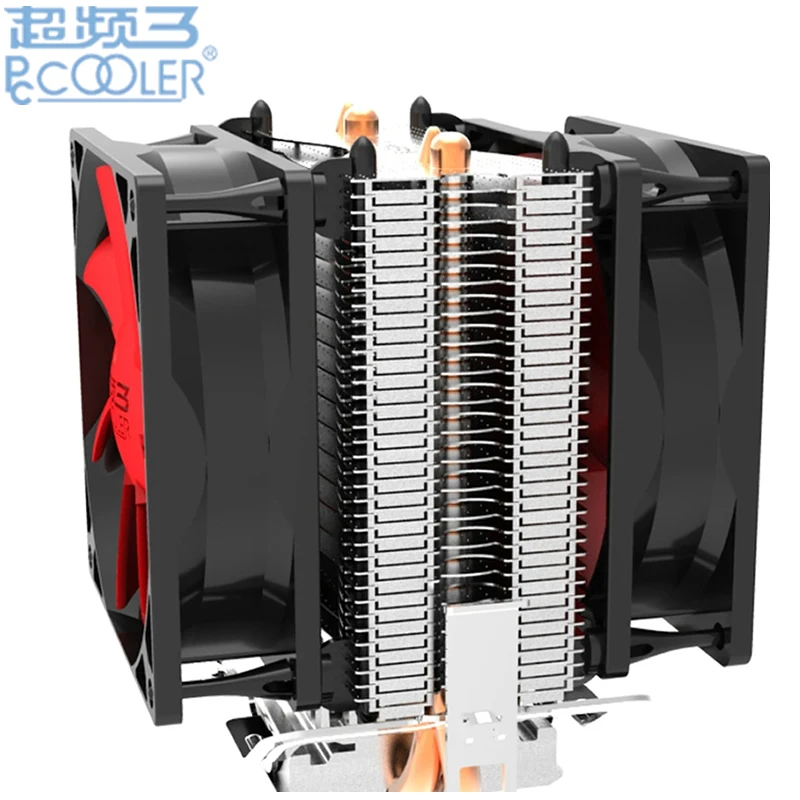 PcCooler, двойной вентилятор, кулер для процессора, вентилятор pure cooper, 2 тепловые трубки, бесшумный охлаждающий вентилятор Для LGA775 1151 1155 1556 FM2+ FM2 FM1 AM3