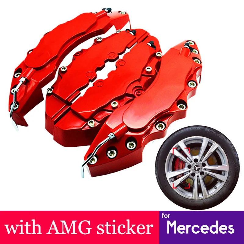 4pcs Disc Brake Caliper Cover with AMG Sticker Kit Front Rear L+M for