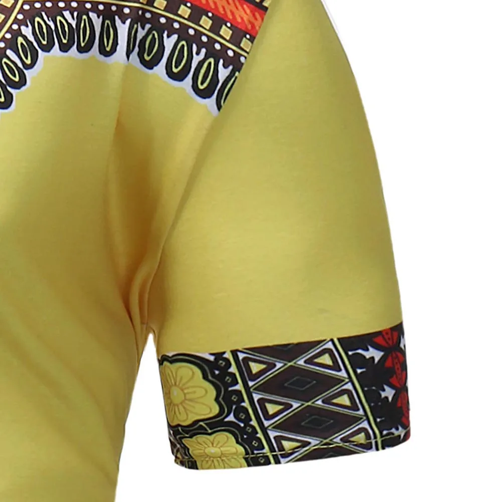 Модная мужская одежда в африканском стиле; топы; футболка; Homme Dashiki; Повседневная футболка с круглым вырезом и принтом в этническом стиле;