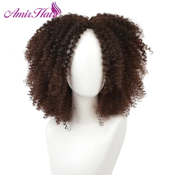 

Amir Hair Natural Afro Wig Kinky Curly Wigs For American Women Synthetic hair Dark Brwon color Female Wig
