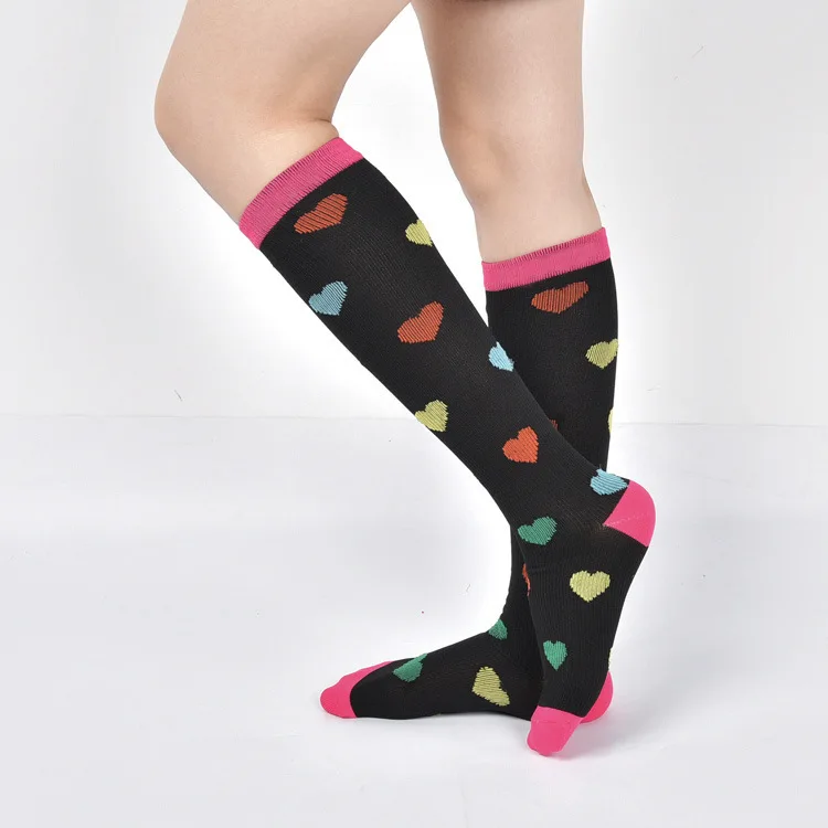 Дэвид Энджи, поддержка ног, компрессионные носки с градуированным распределением, женские, девичьи чулки с сердечками, нейлон, дышащие гольфы, 1Yc3147 - Цвет: LXL rosered