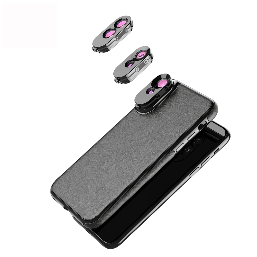  Phone LensPhone Camera Lens Kit Fisheye Wide Macro Telephoto Zoom Lens with Back Phone Case For Sma