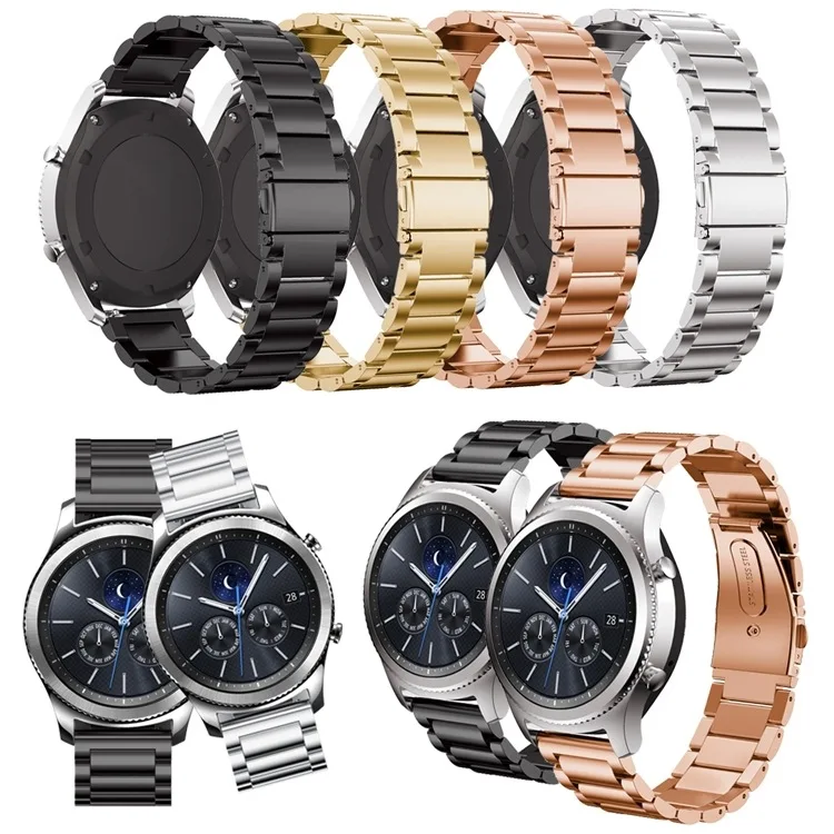 

New Arrival Metal Watch Band for Samsung Gear S2/S3/S4 Classic Stainless Steel Triple Bead Watchband Huami Huami 2 Ticwatch
