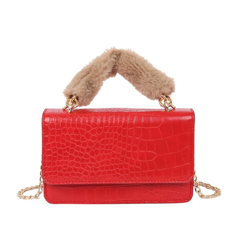 

FGGS-Ladies Handbag Stone Chain Bag Wide Shoulder Bag Ladies Retro Messenger Bag