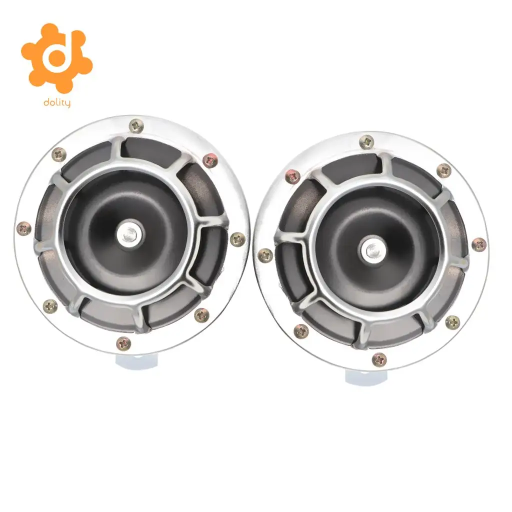 dolity 2 Pieces 12V Auto High Bass Basin Type Loudspeaker Signal Alarm  silver