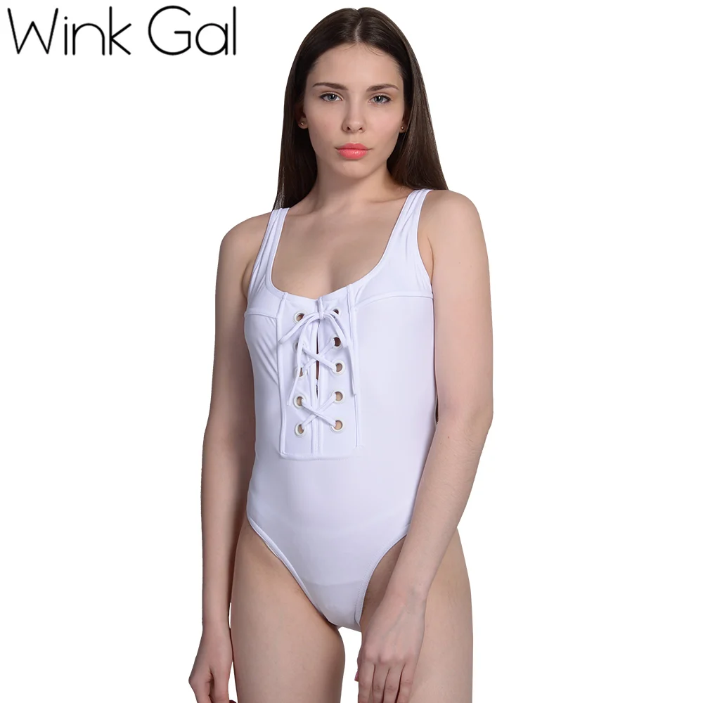 Buy Wink Gal Women Swimwear One Piece Swimsuit White