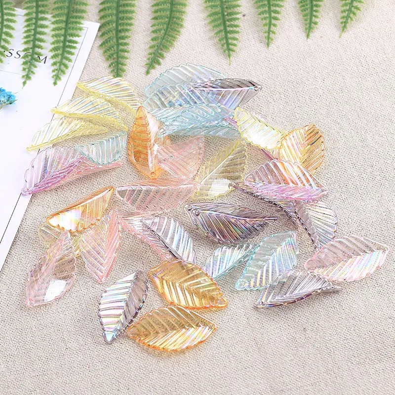 

20pcs 18x31mm Transparent Acrylic Leaf Petals Flower Frosted Acrylic Spacers Beads For Wedding Earrings DIY Makeing Accessories