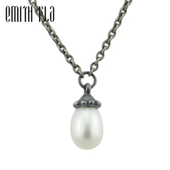 

Emith Fla 925 Sterling Silver Necklace Women Gift Necklace With Pendants Real Pearl Necklace Jewelry Retro Bracelet Charm Beads