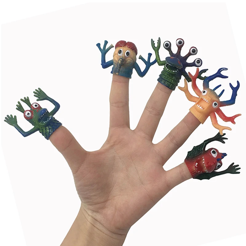 Simulation Animal Finger Puppet Toy Funny Funny Monster Animal Toy Pinata Party Toy 5PCS Children Story TPR Finger Toy Kids Gift