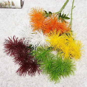 

10Pcs Fake Short Stem Sea Urchin 17.72" Length Simulation Plastic Chrysanthemum for Wedding Home Decorative Artificial Flowers