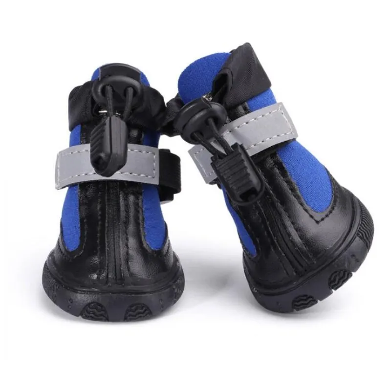 PUPISHE/зимняя теплая Уличная обувь для больших собак; нескользящие ботинки для больших собак среднего и большого размера; золотистый ретривер; Светоотражающая обувь для домашних животных - Цвет: blue