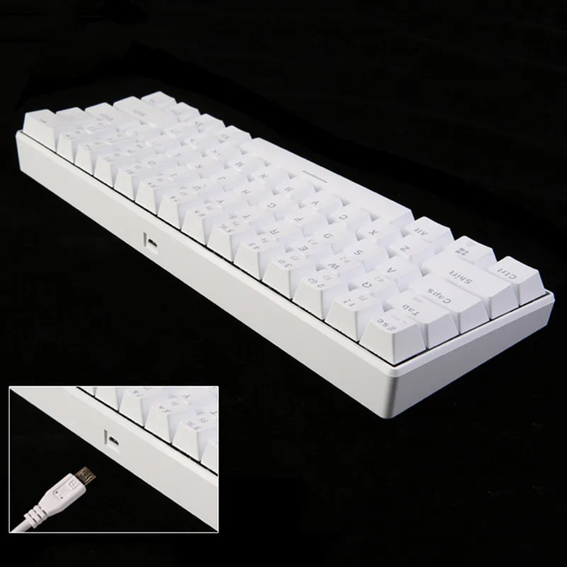  KuWFi 61 Keys Bluetooth Wireless White LED Backlit Ergonomic Mechanical Gaming Keyboard Gamer illum