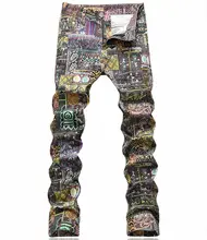 2017 Luxury Vintage Print Man Jeans New Designer Classic Denim Trousers