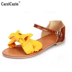 Женские сандалии на плоской подошве размера 31-45 цветная модная летняя повседневная обувь с узлом в виде бабочки женская обувь на плоской