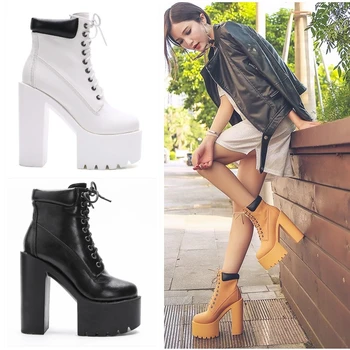 

New European And American Fashion Trend With The Thick With high-heeled Waterproof Platform Women Singles Shoes
