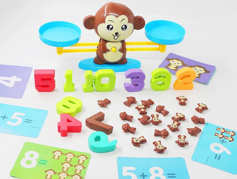 

Monkey Digital Balance Scale Toy Early Learning Balance Children Enlightenment Digital Addition and Subtraction Math Scales Toys