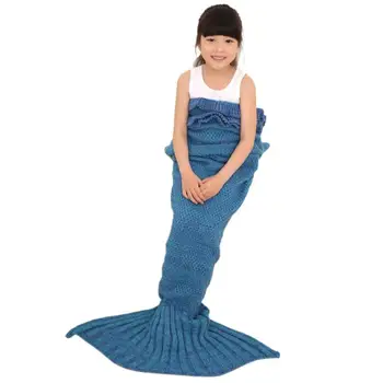 

Knitted Mermaid Tail Blanket Handmade Crochet Children Bed Wrap Sleeping Bag X7.8