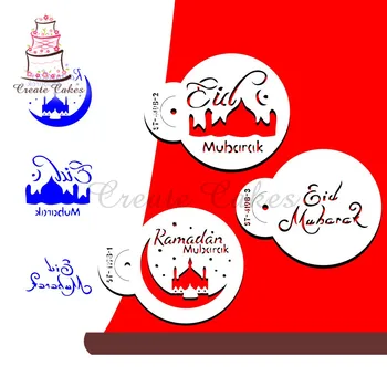 

Eid Mubarak Stencil for Cake and Cookie Plastic Decorative Stencil Fondant Decorating Sugarcraft Tools Bakeware