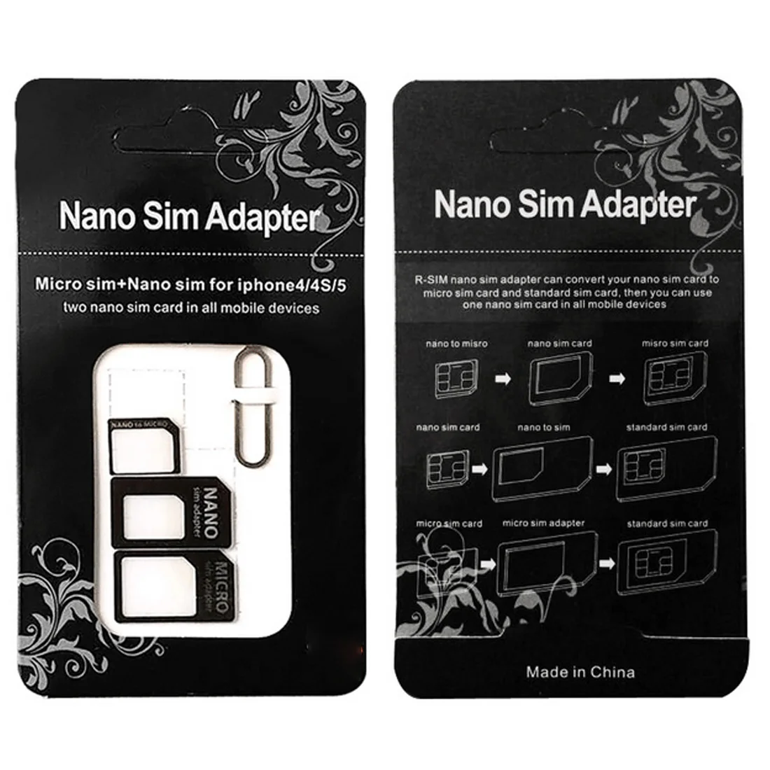 Etmakit 1 комплект 4 в 1 Преобразование Nano sim-карты в микро стандартный адаптер для iPhone7 5 5S 6 6s Plus Xiaomi huawei