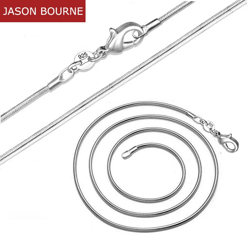 [JASON BOURNE]1.2MM Snake Chian Neckalces For Women Girl Fit Pendant Cooper Silver Plated Trendy Fashion Jewelry 10-30 inch N004 | Украшения