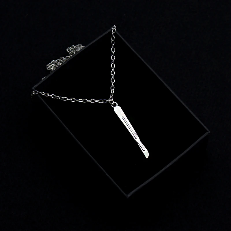

Silver Colors Scalpel Pendant Necklace Link Chain Medical Jewelry Charms
