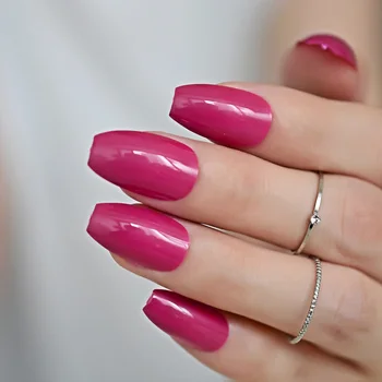 

24pcs/set Purple Red Coffin Nails Full Cover Ballerina Fake False Nails Peachblow Flat Shape Artificial Fuax Ongles Daily Wear