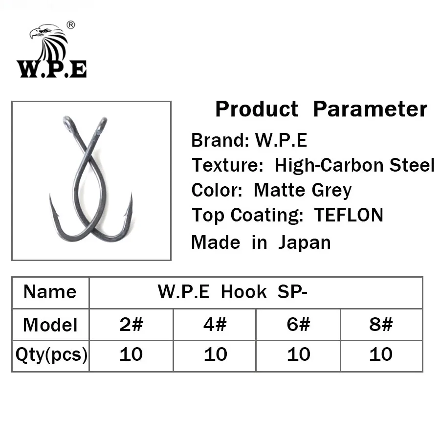 Бренд w. P. E, рыболовные крючки с тефлоновым покрытием, 30 шт./лот, 2#/4#/6#/8#, рыболовные снасти, колючий крючок, карп, рыба из высокоуглеродистой стали, аксессуары