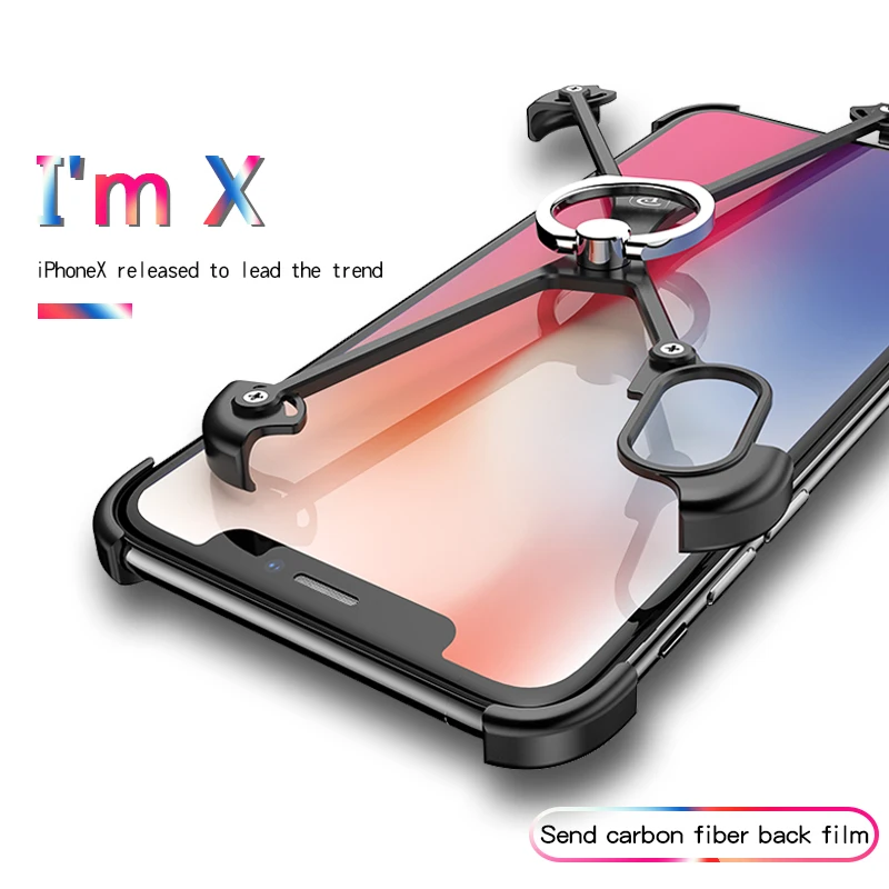 

PADCOVER X Shape Ring Holder case For iPhone X Personality Shell for iPhone X Cover Luxury Metal Bumper With Gift Glass Film