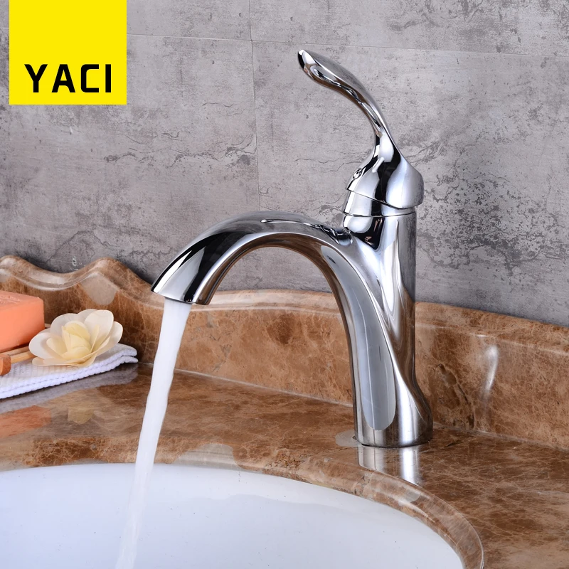 

YACI Basin Faucet Modern Deck Mounted Bathroom Faucet Polished Chrome Sink Faucet Hot And Cold Water Mixer Tap Torneira XLT6004